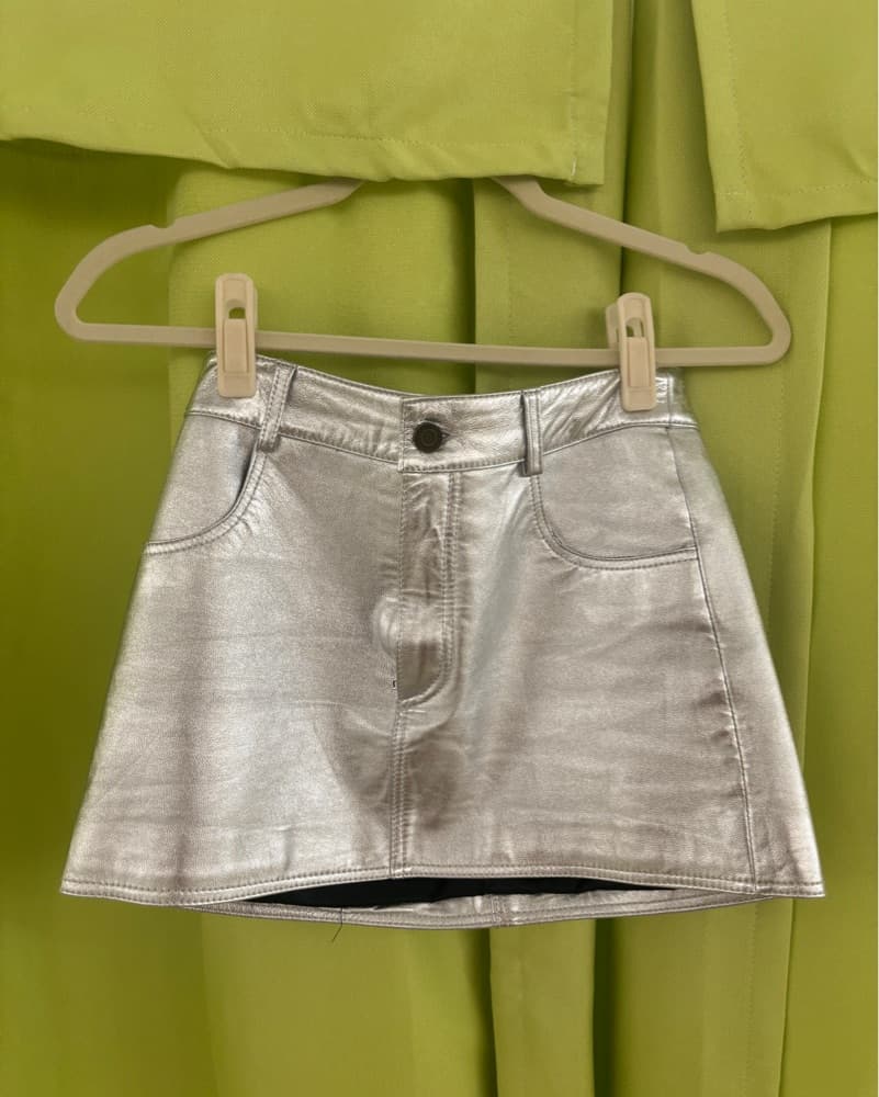 Saint Laurent Silver Mini Skirt - Image 1