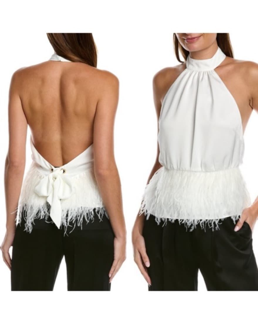 Ramy Brook Ivory Feather Top - Image 5