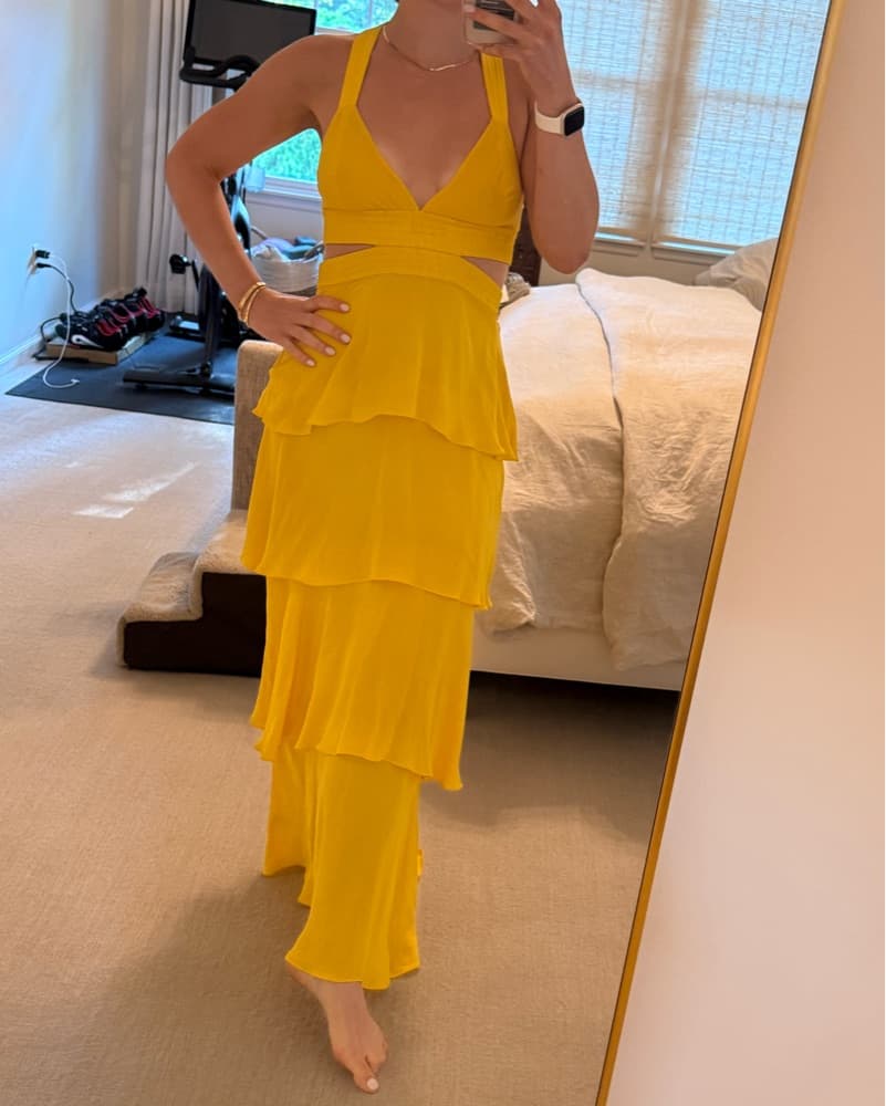 ALC Yellow Ruffled Cutout Maxi Dress - Image 2
