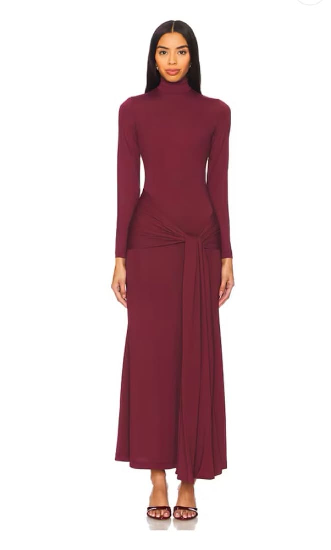 Alix Maxi Tie Front Dress in Deep Plum - Image 1