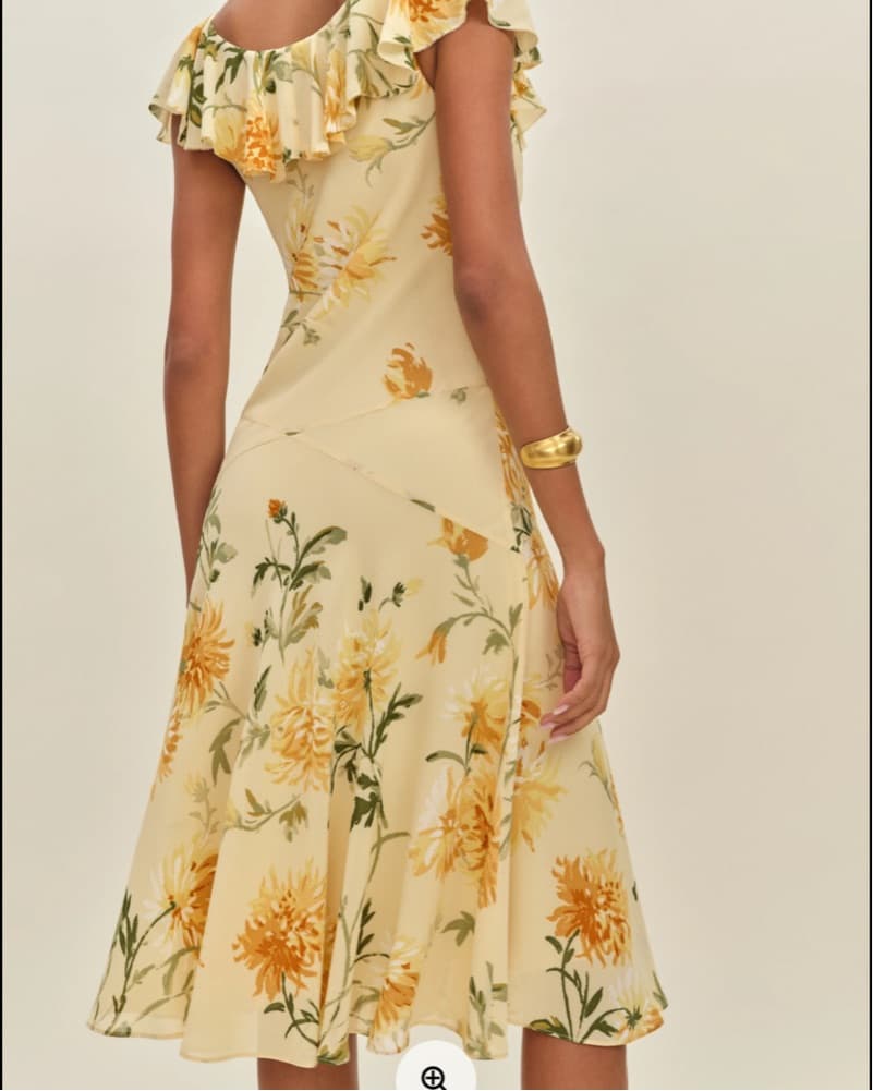 Reformation Yellow Floral Midi Dress - Image 3