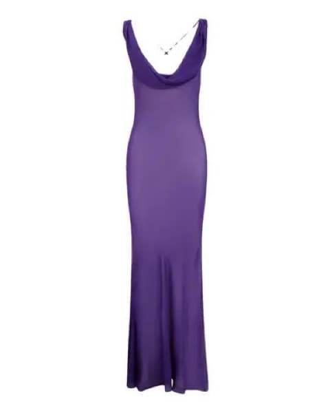 Sheer Full Length Cowl Neck Dress - Image 3