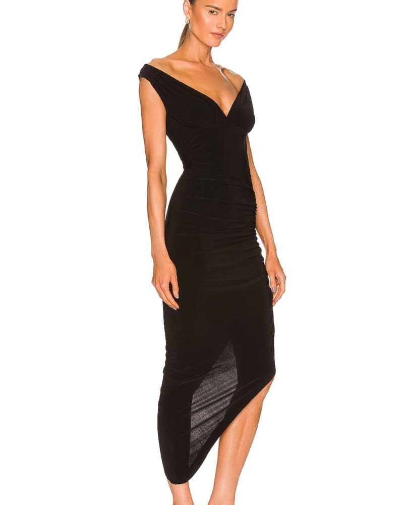 Norma Kamali Tara Side Drape Gown Black - Image 3