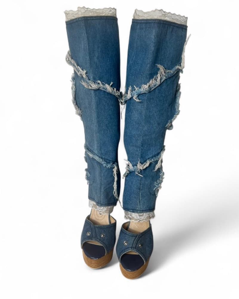 Gianmarco lorenzi Knee High Denim Boots - Image 3