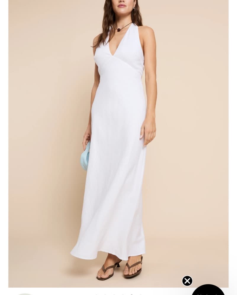 White Linen Halter Maxi Dress - Image 1