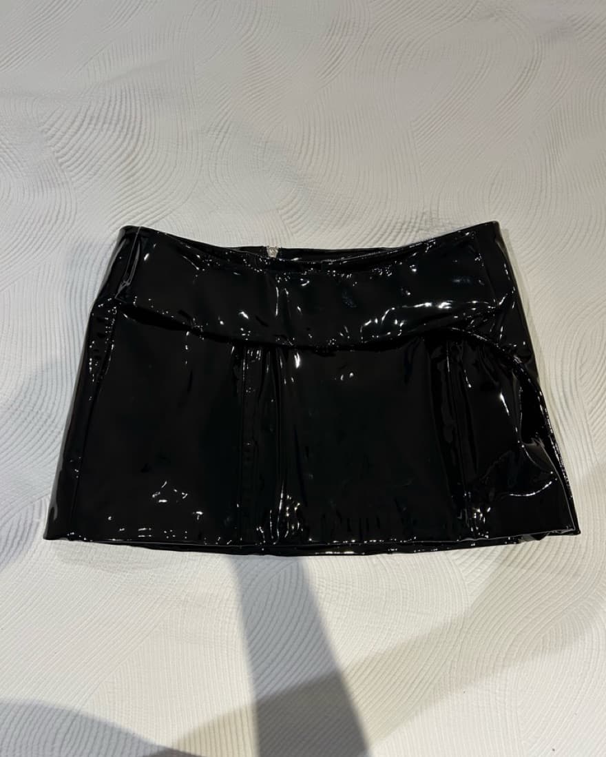 Danielle Guzzio Patent Leather Skirt - Image 2