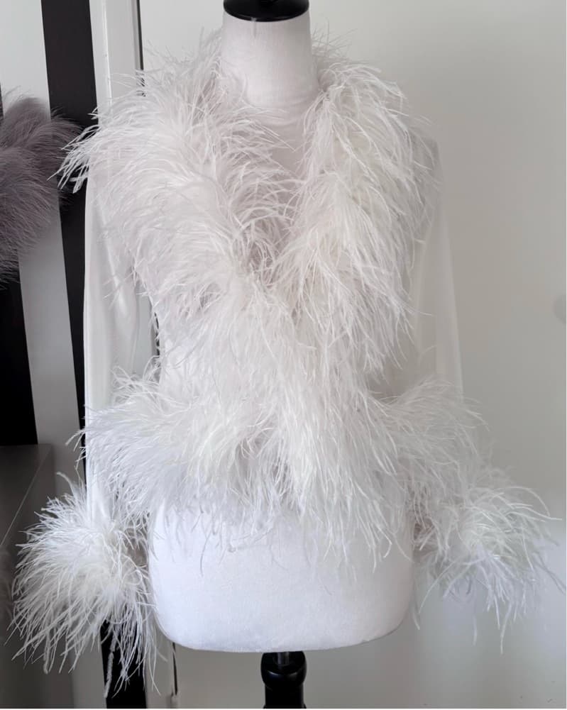 Handmade White Feather Blouse  - Image 1