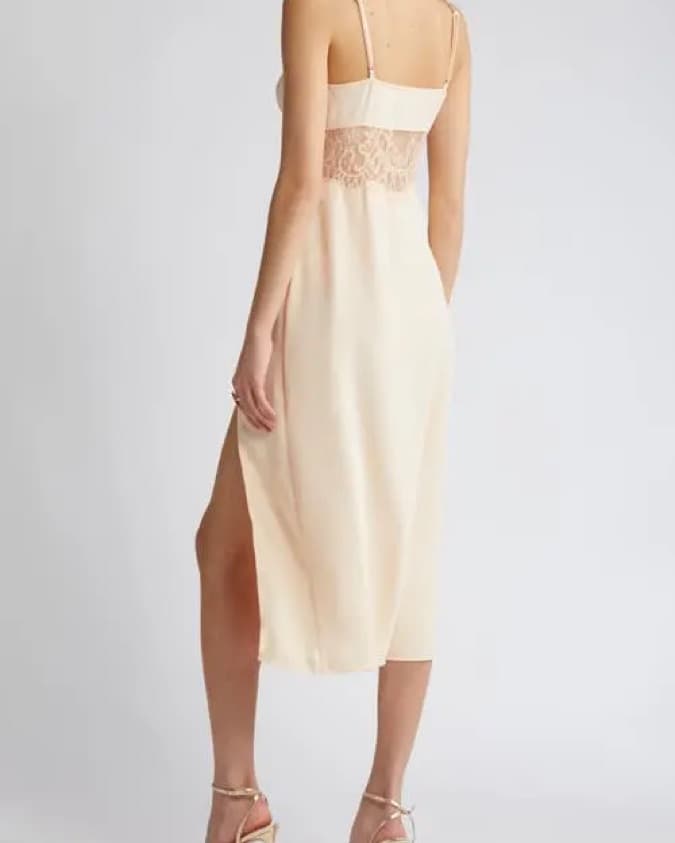 Lace Trim Slipdress - Beige Bisque - Image 3