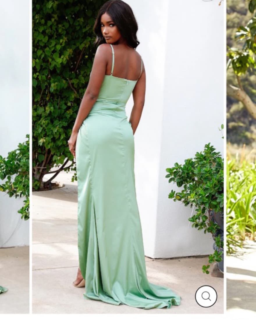 Satin Sage Green Dress - Image 3