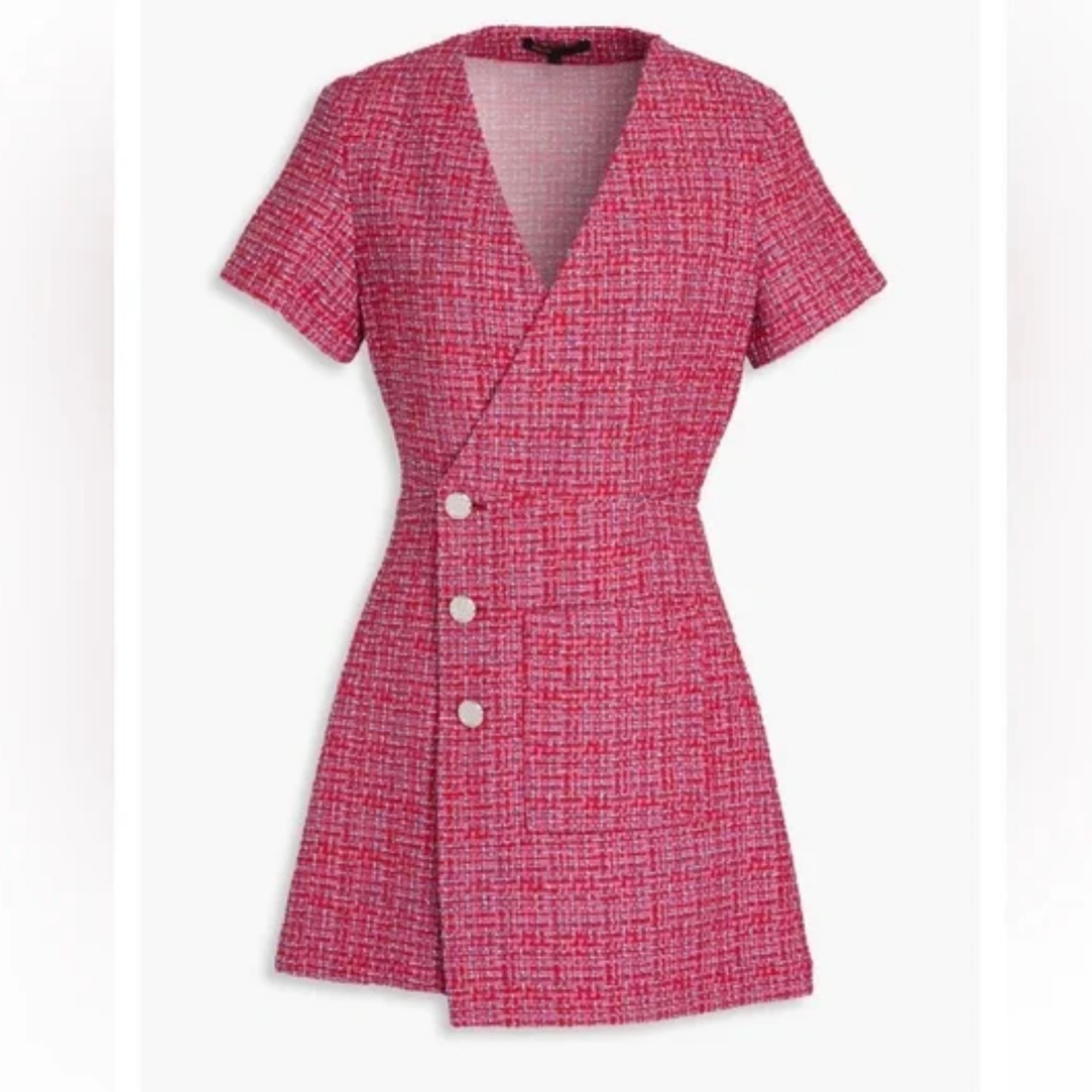 Maje Rolia Tweed Mini Wrap Dress - Image 4