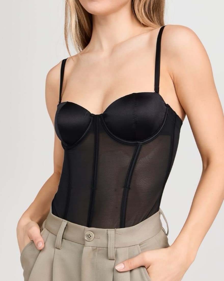 Fleur Du Mal Black Silk Mesh Bodysuit  - Image 1