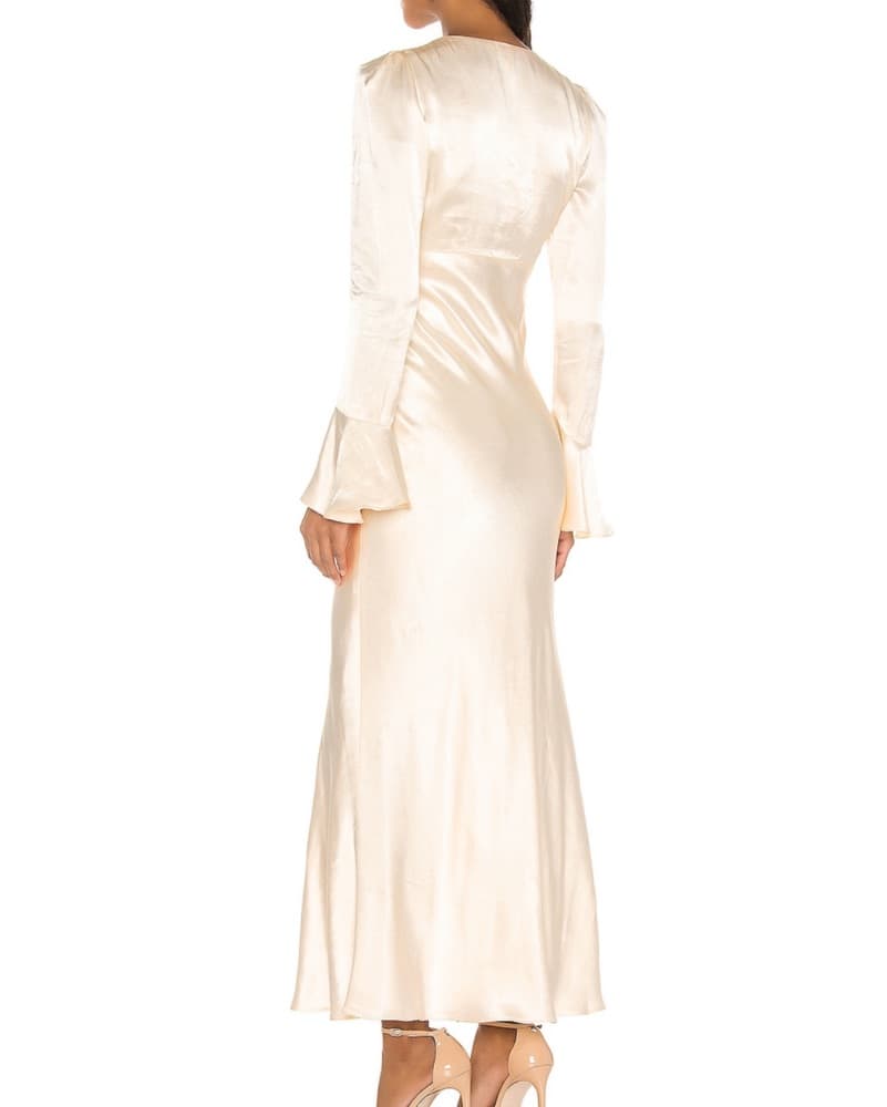 La Lune Frill Cuff Bias Midi Dress - Image 3