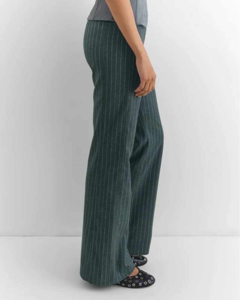 Gimaguas Green Belted Pinstripe Trousers - Image 3
