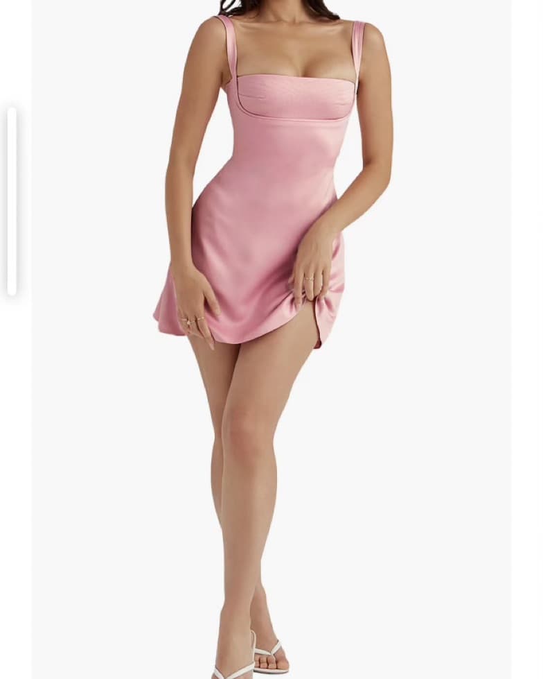 Pink Satin Mini Cocktail Dress  - Image 2
