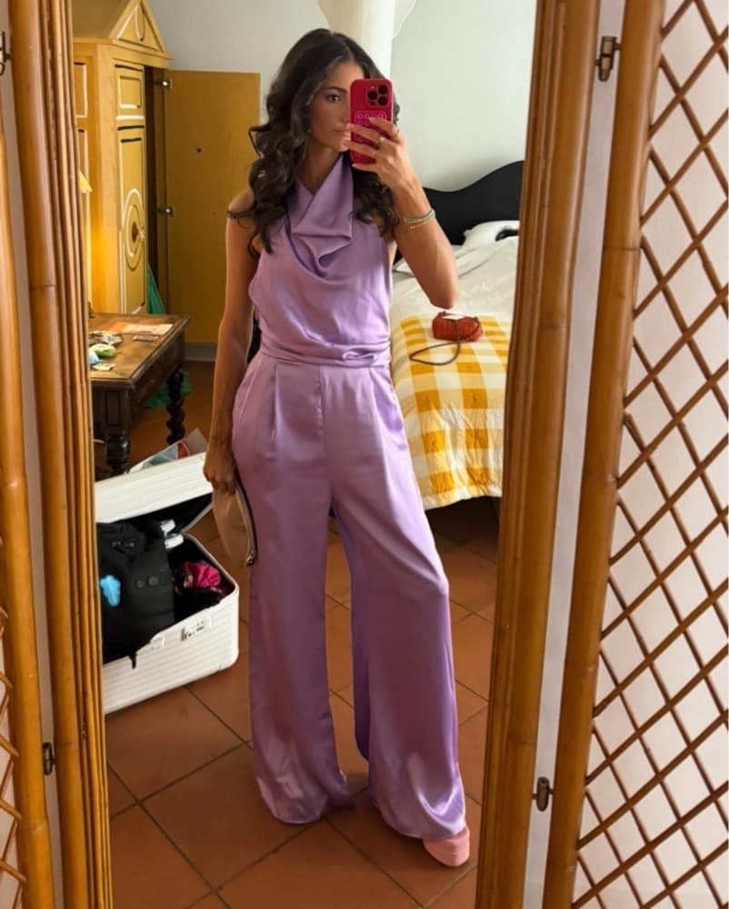 Satin Halter Jumpsuit - Image 2