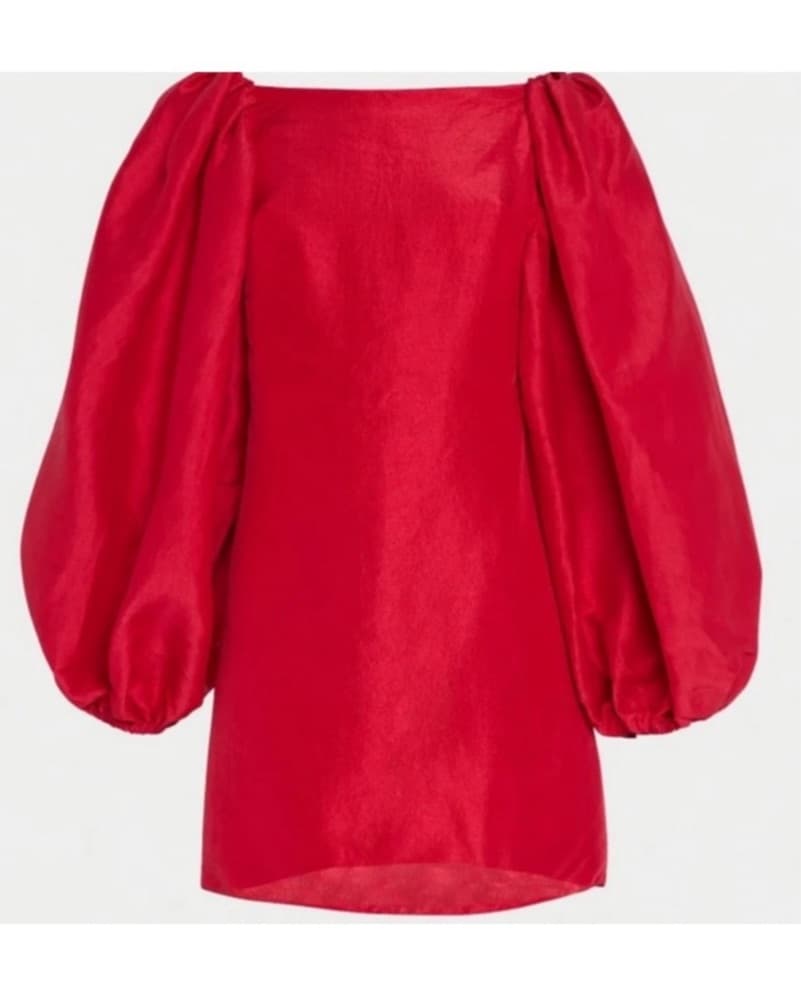 Azeeza Sana Balloon Sleeve Silk Dress - Image 1