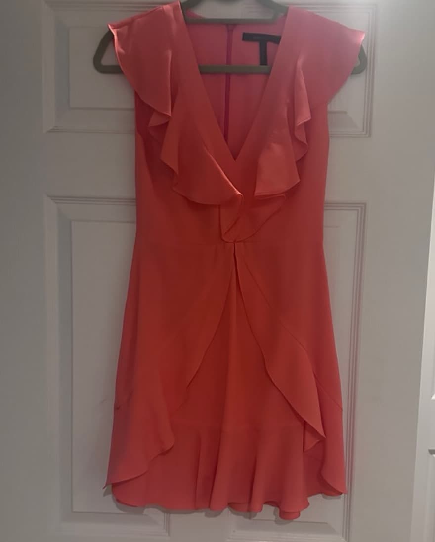 BCBG Mini Cocktail Ruffle Dress In Pink - Image 1