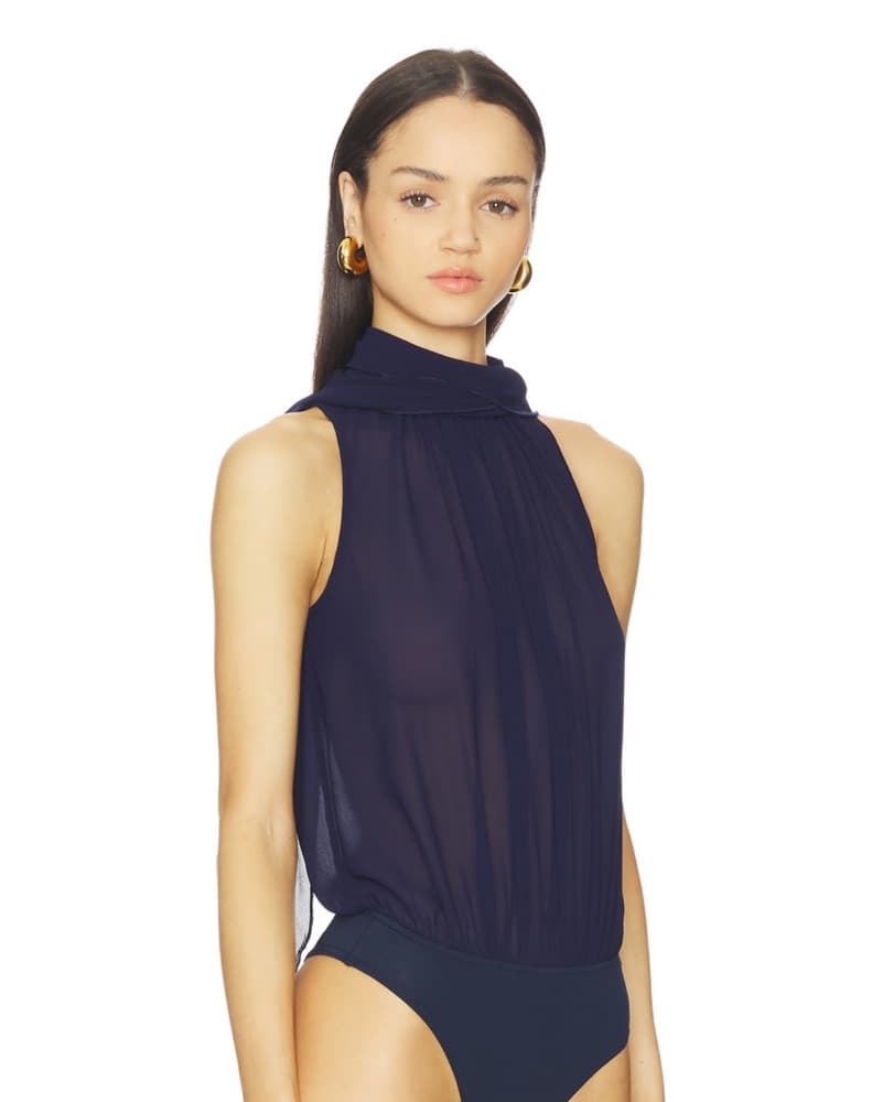 Revolve Sheer Navy Bodysuit  - Image 1