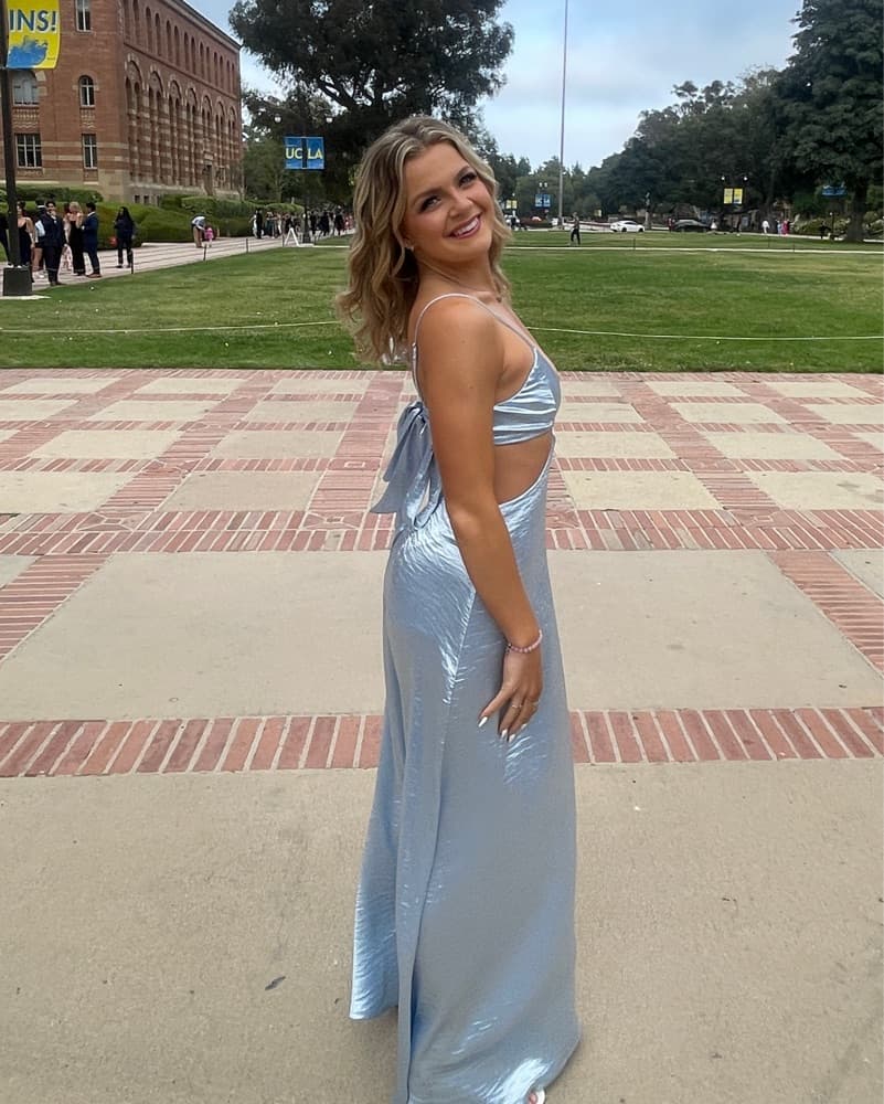 Satin Cut Out Blue Maxi - Image 3
