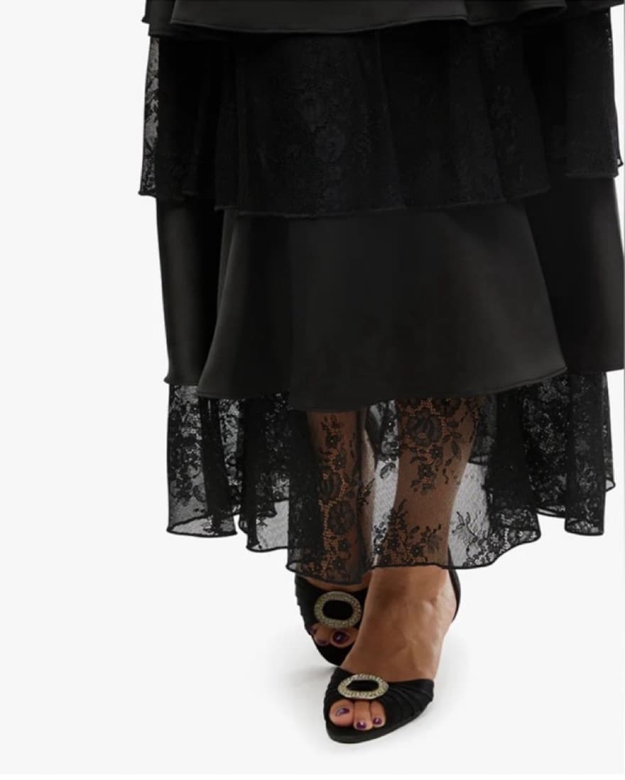 Tiered Satin & Lace Dress - Image 5