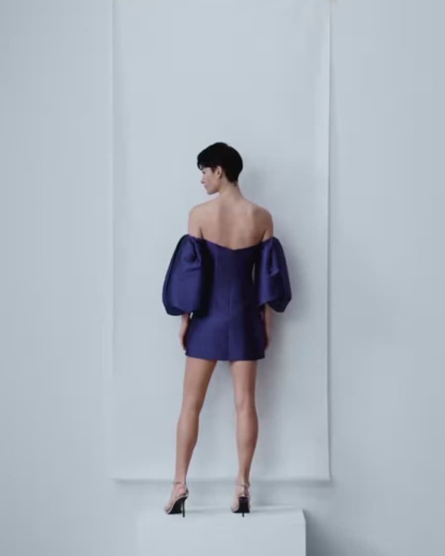 Mango Satin Dress With Volume Sleeves  - Image 3