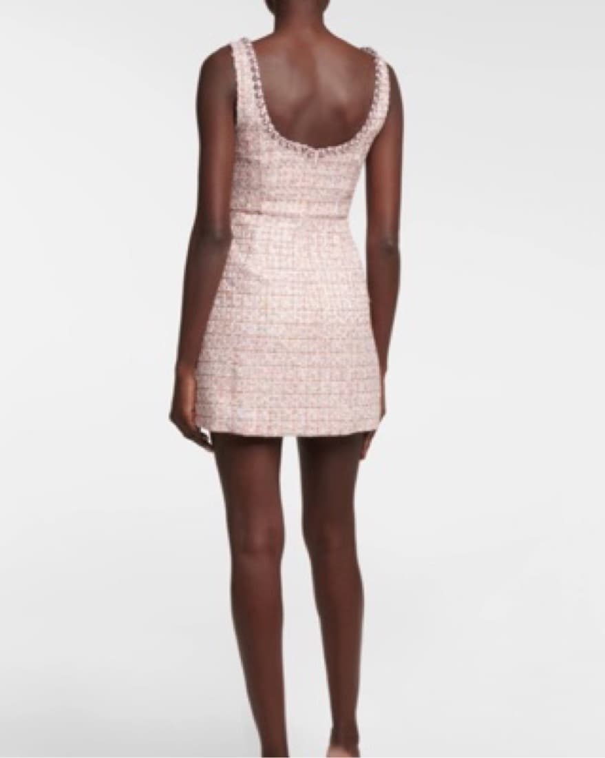 Self Portrait Pink Tweed Mini Dress - Image 4
