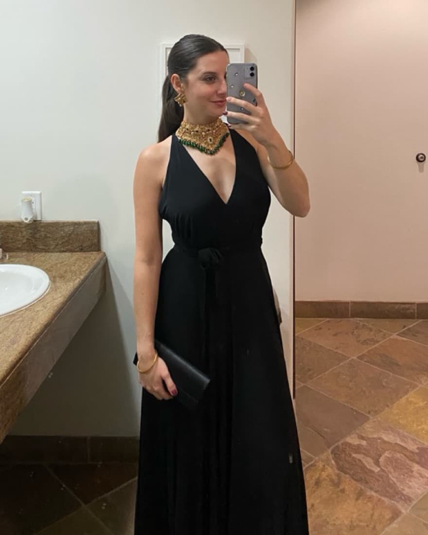 Elegant Black Maxi Dress with Opulent Golden Accents - Image 1