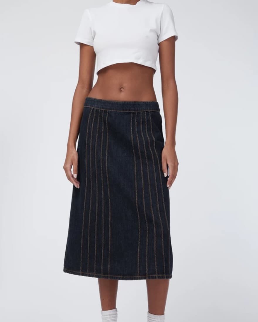 Dark Denim Midi Skirt - Image 2