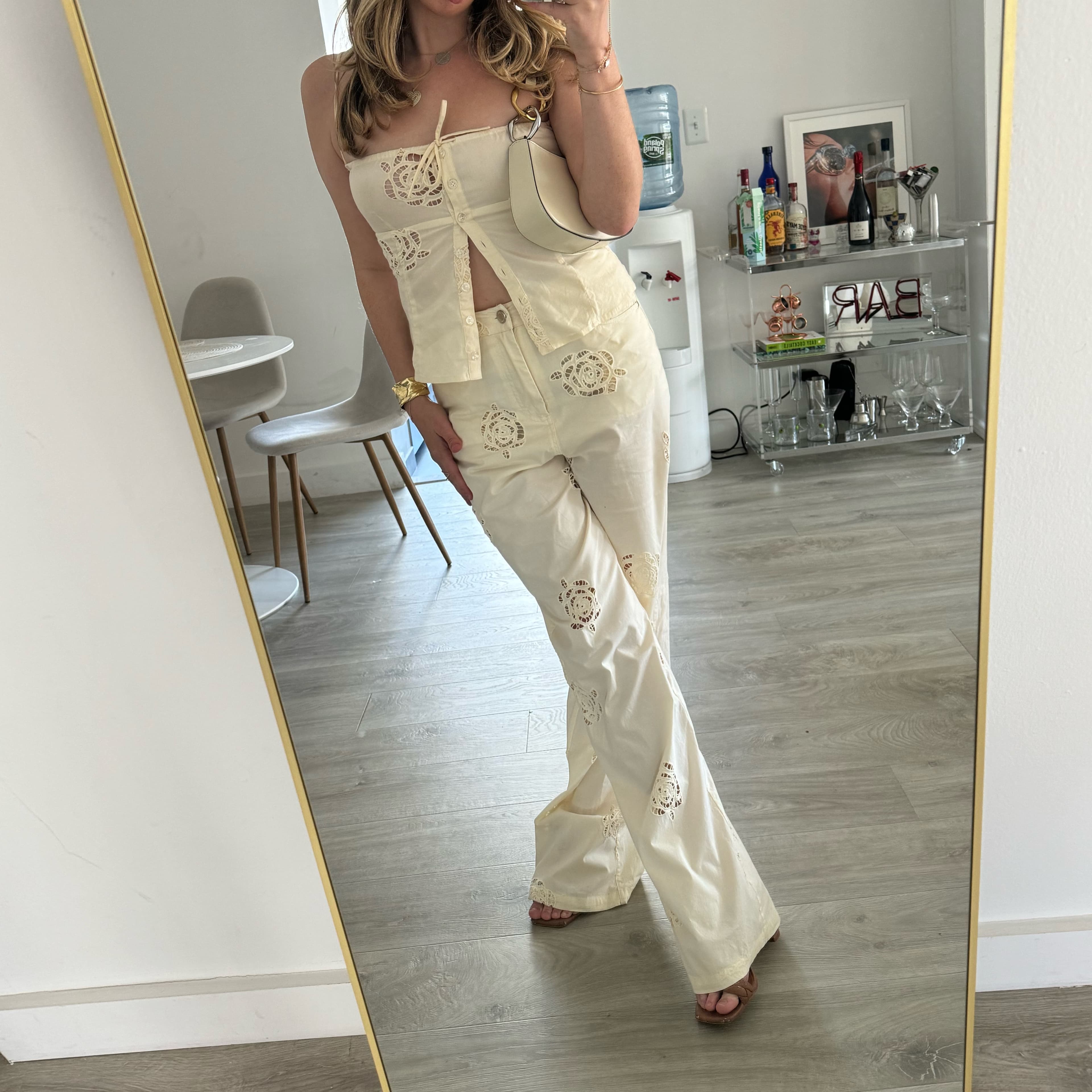 WeWoreWhat White Linen Floral set - Image 1