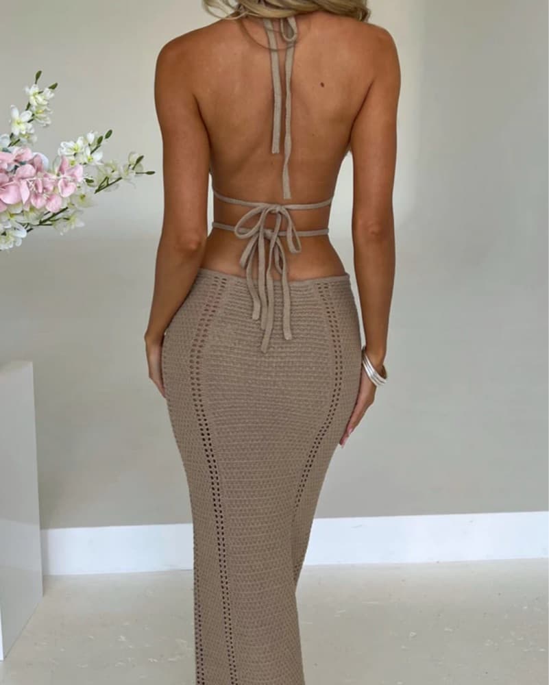 Babyboo Arabella Cutout Dress In Beige  - Image 3
