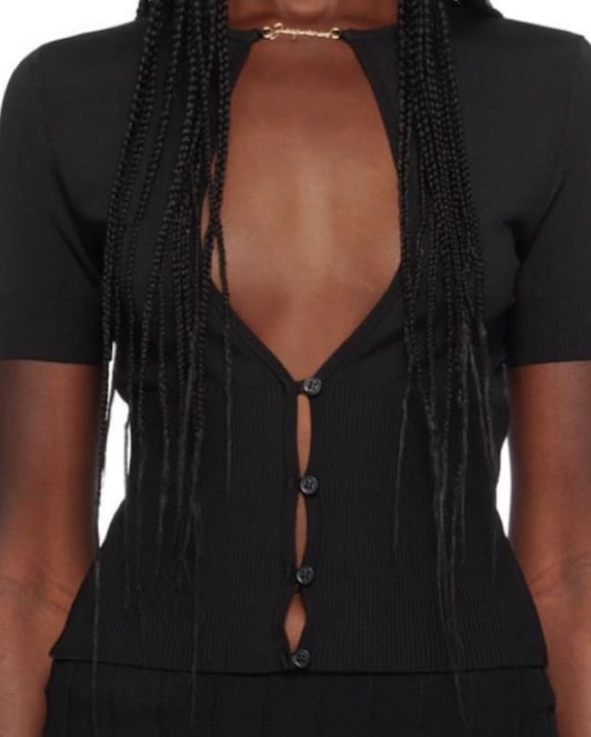 JACQUEMUS Black 'Le haut Pralu MC' Cardi - Image 1