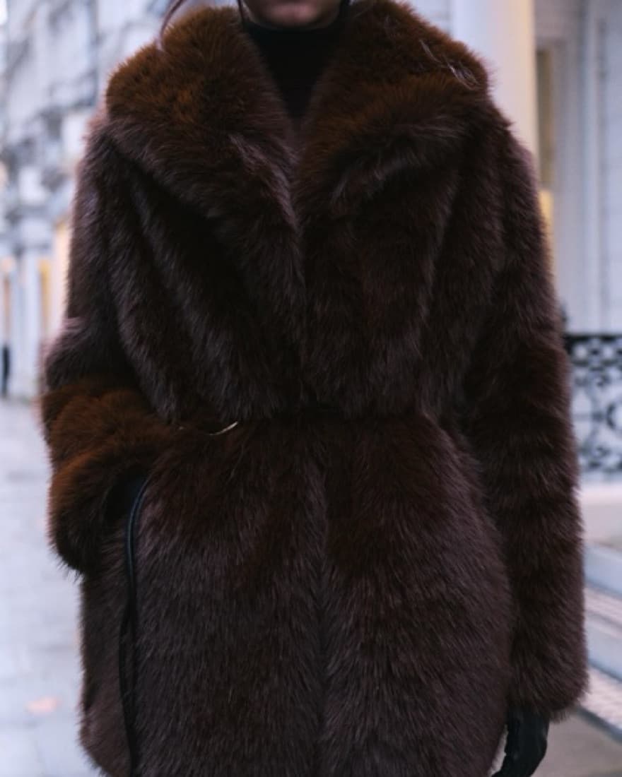 Brown Faux Fur Coat  - Image 6