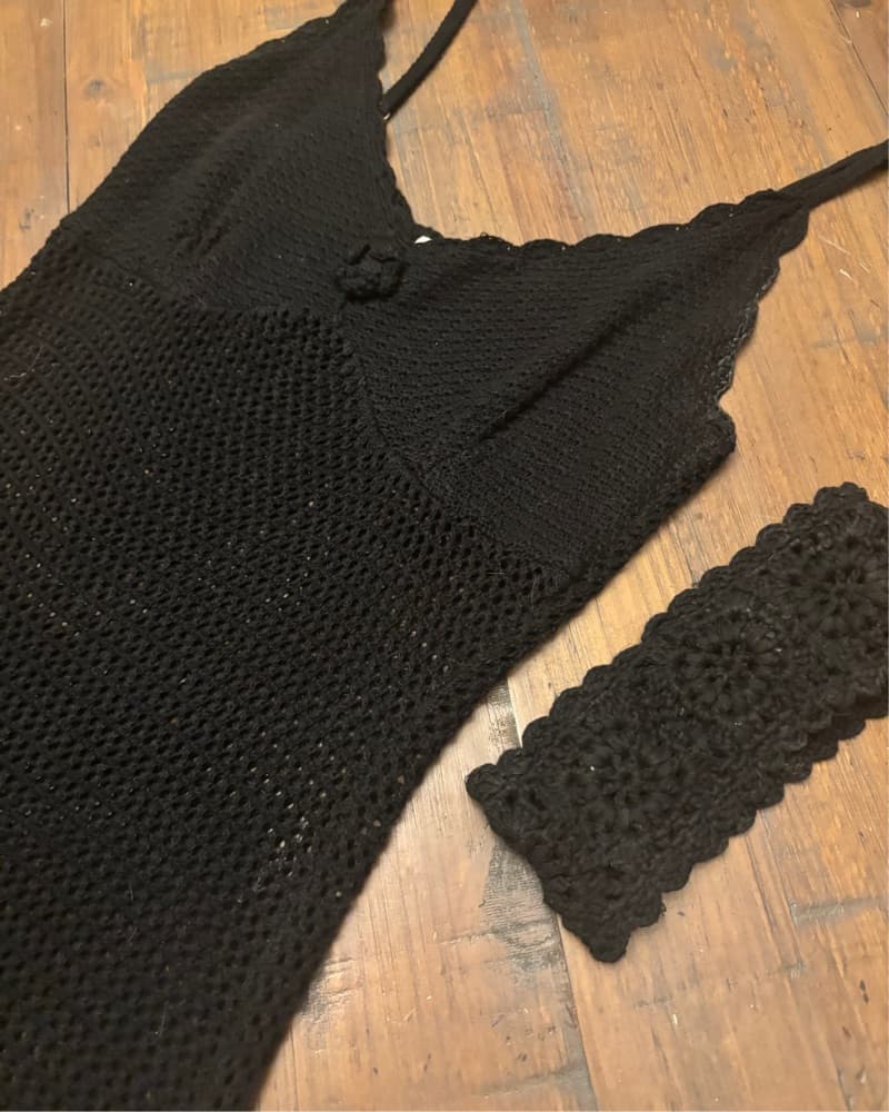 Frankie’s Bikinis Black Crochet Set  - Image 1