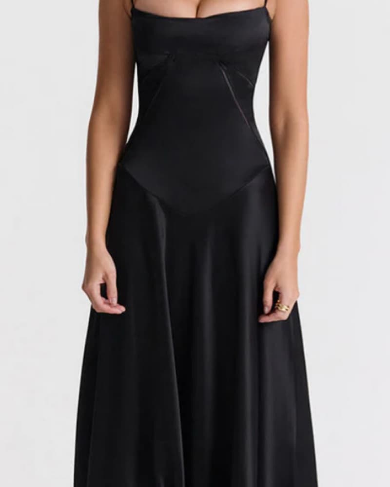 House of CB elegant Black Satin corset - Image 1