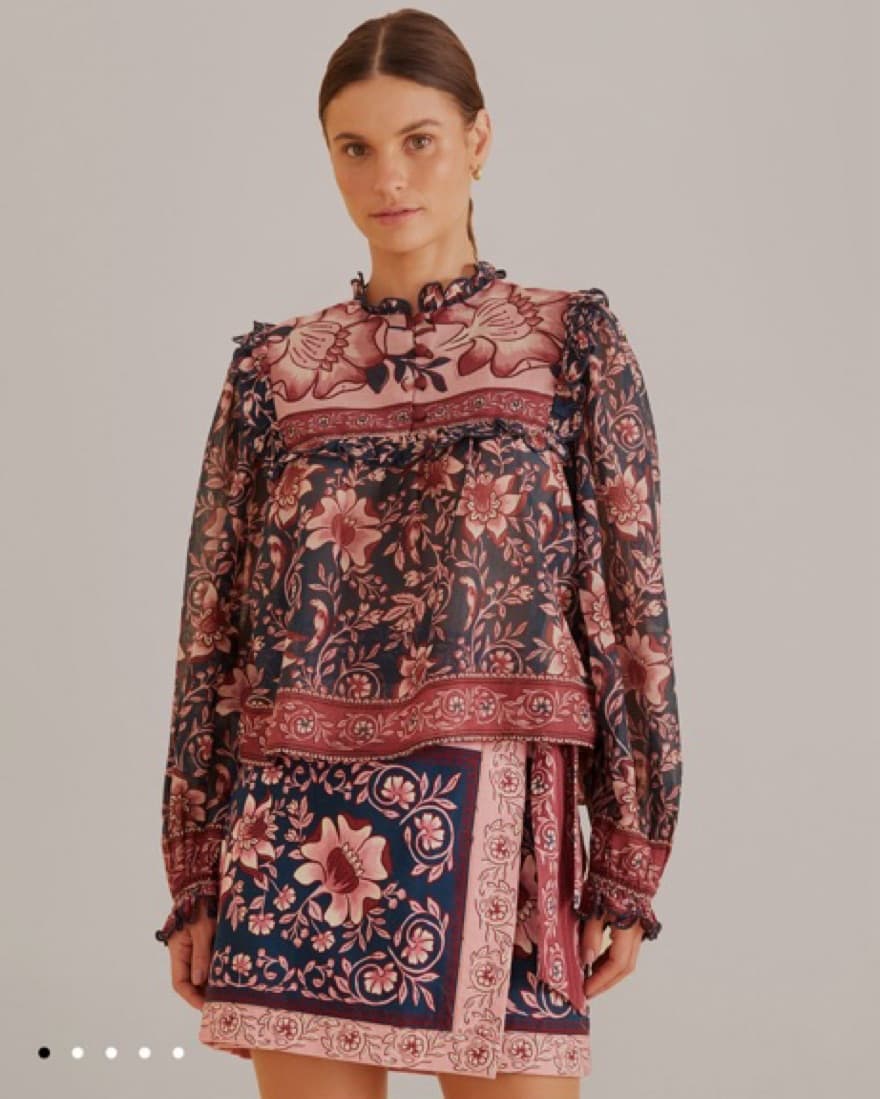 Farm Rio Teal Ainika Blouse + Skirt Set - Image 2