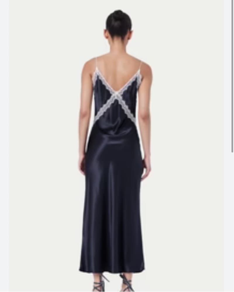 Elegant Satin Gown with Lace Details - Image 3