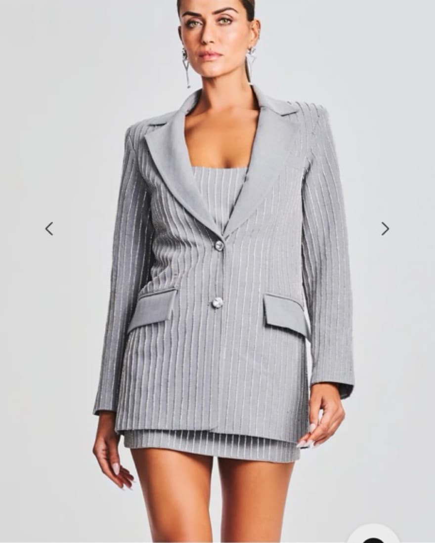 Gray/Silver Retrofete Embellished Blazer - Image 1