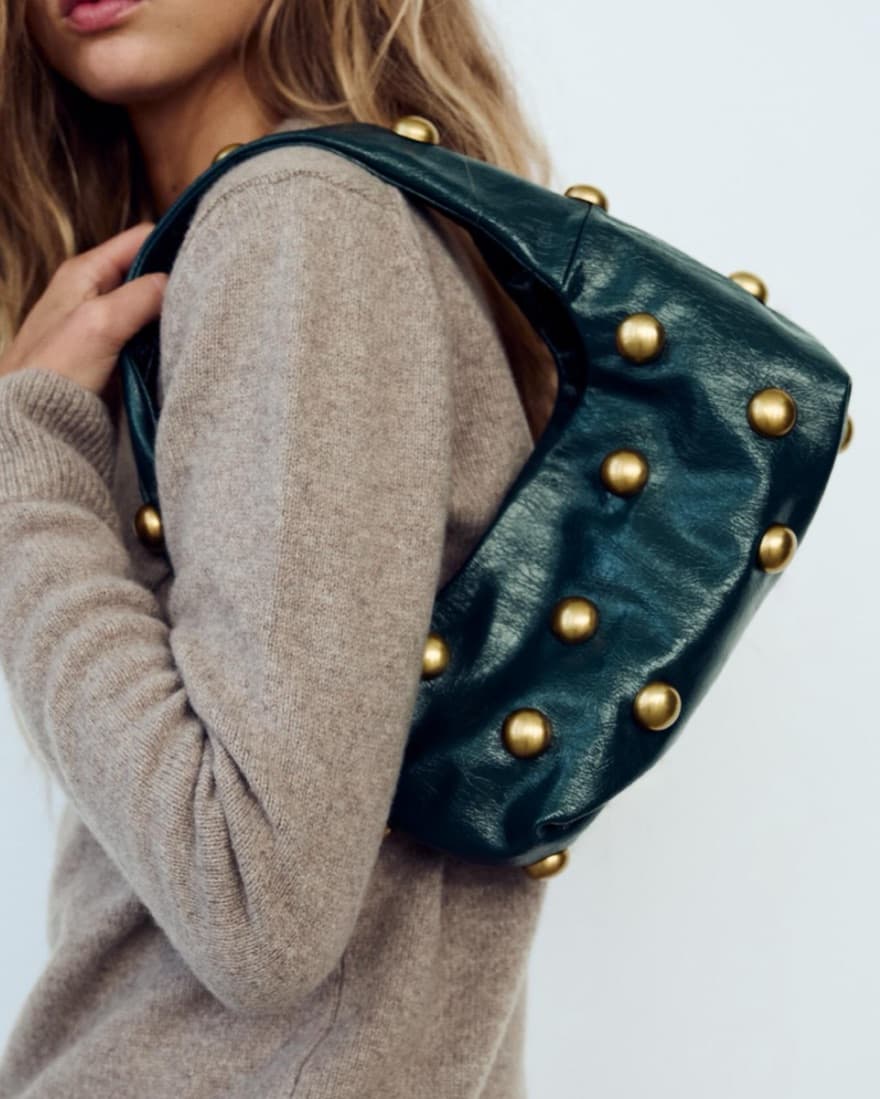 Green Purse With Gold Studs  - Image 3