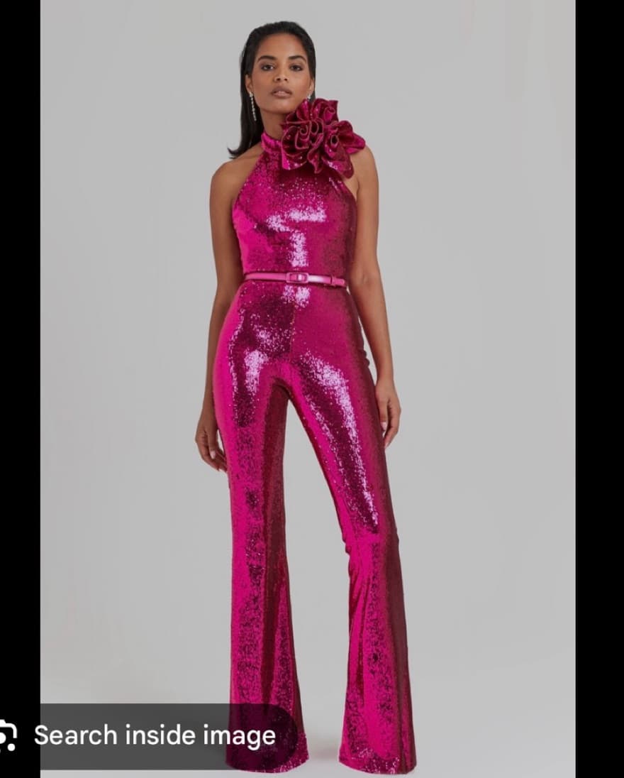 Nadine Merabi Hot Pink Sequin Jumpsuit - Image 1