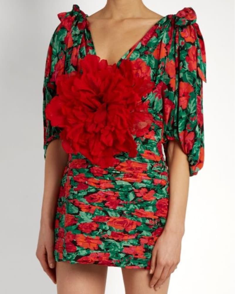 $4850 Gucci Runway Floral Red Dress - Image 5
