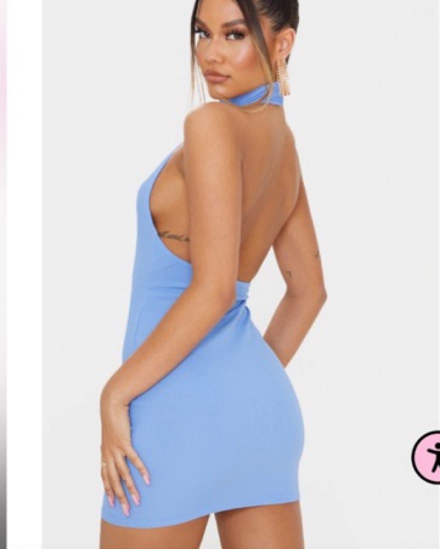 Ribbed High Neck Extreme Open Back Dress - Image 2