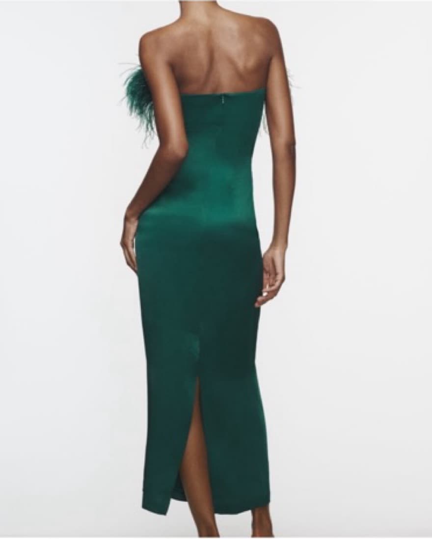 Zara Feather Satin Effect Midi Dress - Image 3