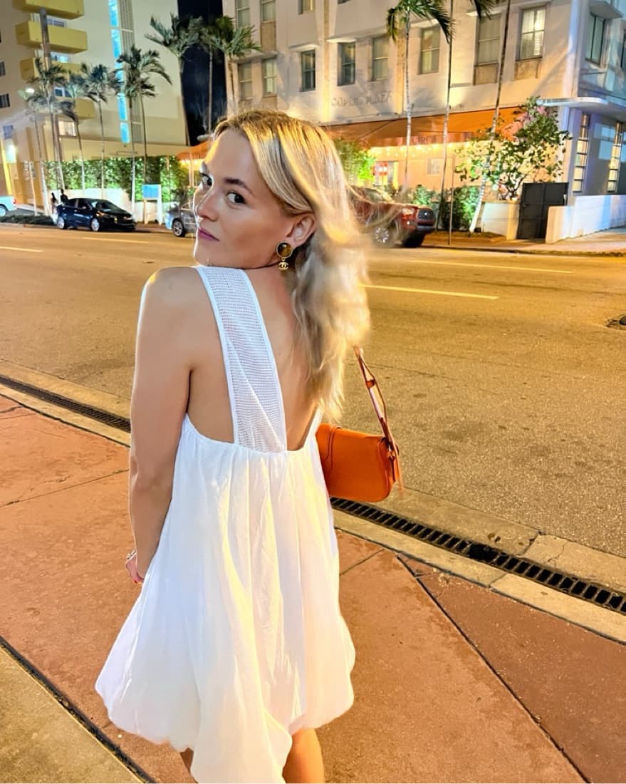 Anthropolgie White Bubble Hem Dress - Image 6