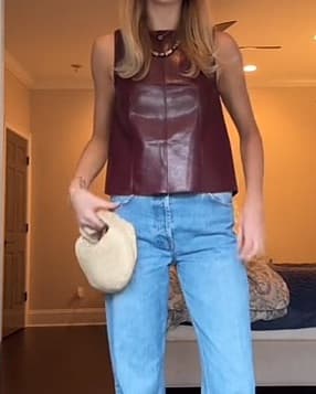 Maroon Coated Faux Leather Tank Top H&M - Image 2