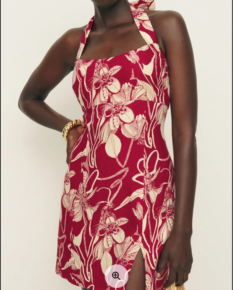 Reformation Floral Linen Halter Mini Dre - Image 1