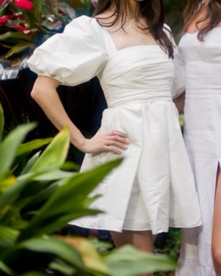 Self Portrait White Taffeta Puff Sleeve - Image 4
