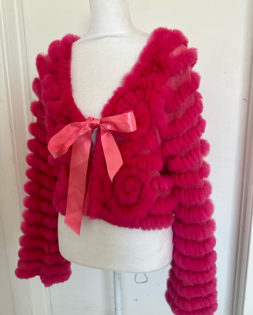 BCBG Rabbit Fur Hot Pink Top - Image 3