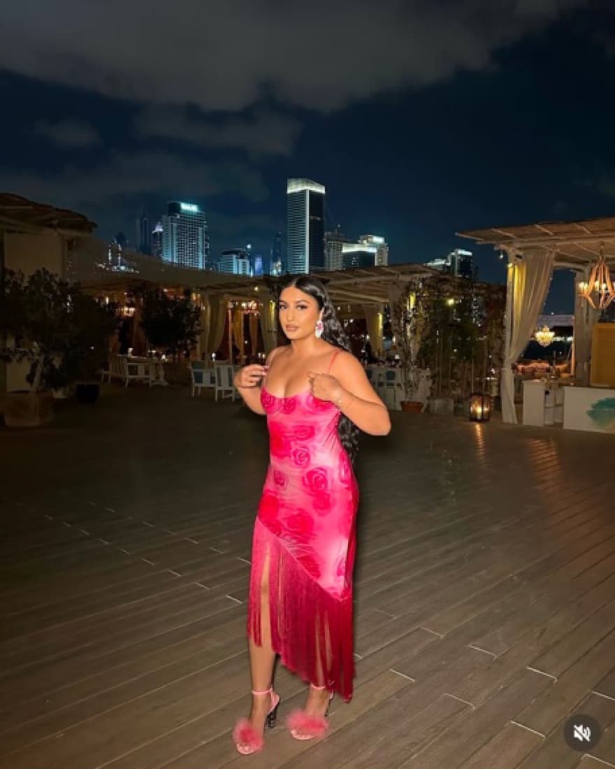 Satin Pink Rose Dress With Fringe - Image 5