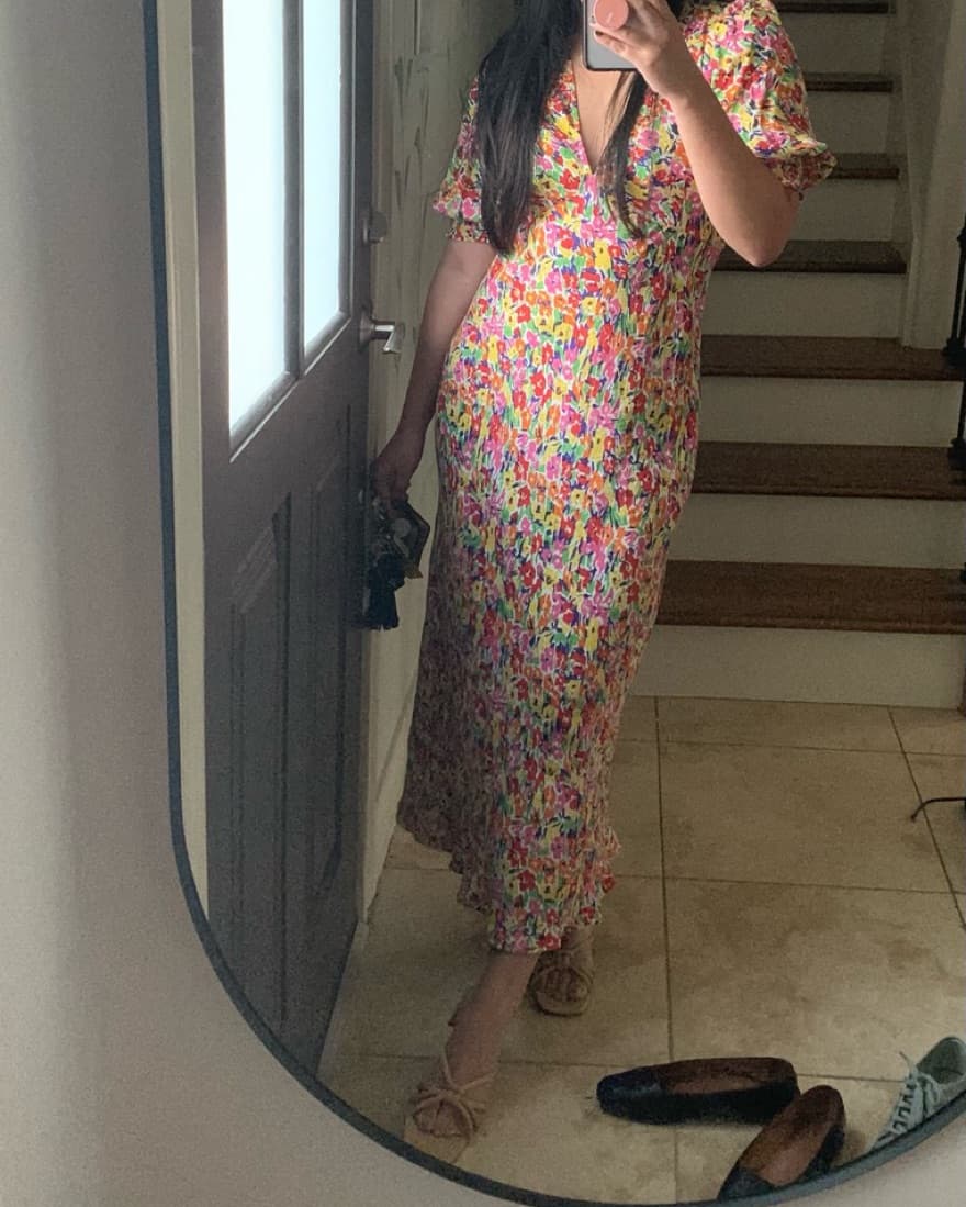 Multi Colored Floral Midi Dress - Image 3