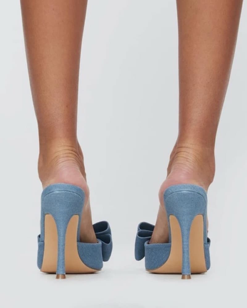 Blue Denim Bow Heels - Image 3